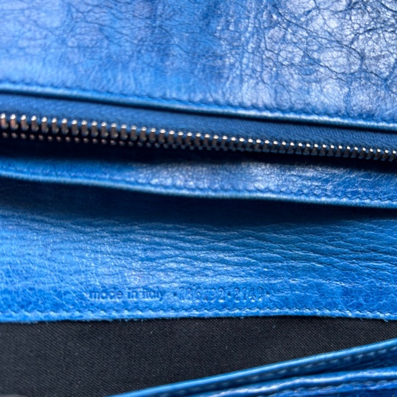 BALENCIAGA Zip Around Wallet, Blue with Giant Silver Hardware - Picture 9 of 15